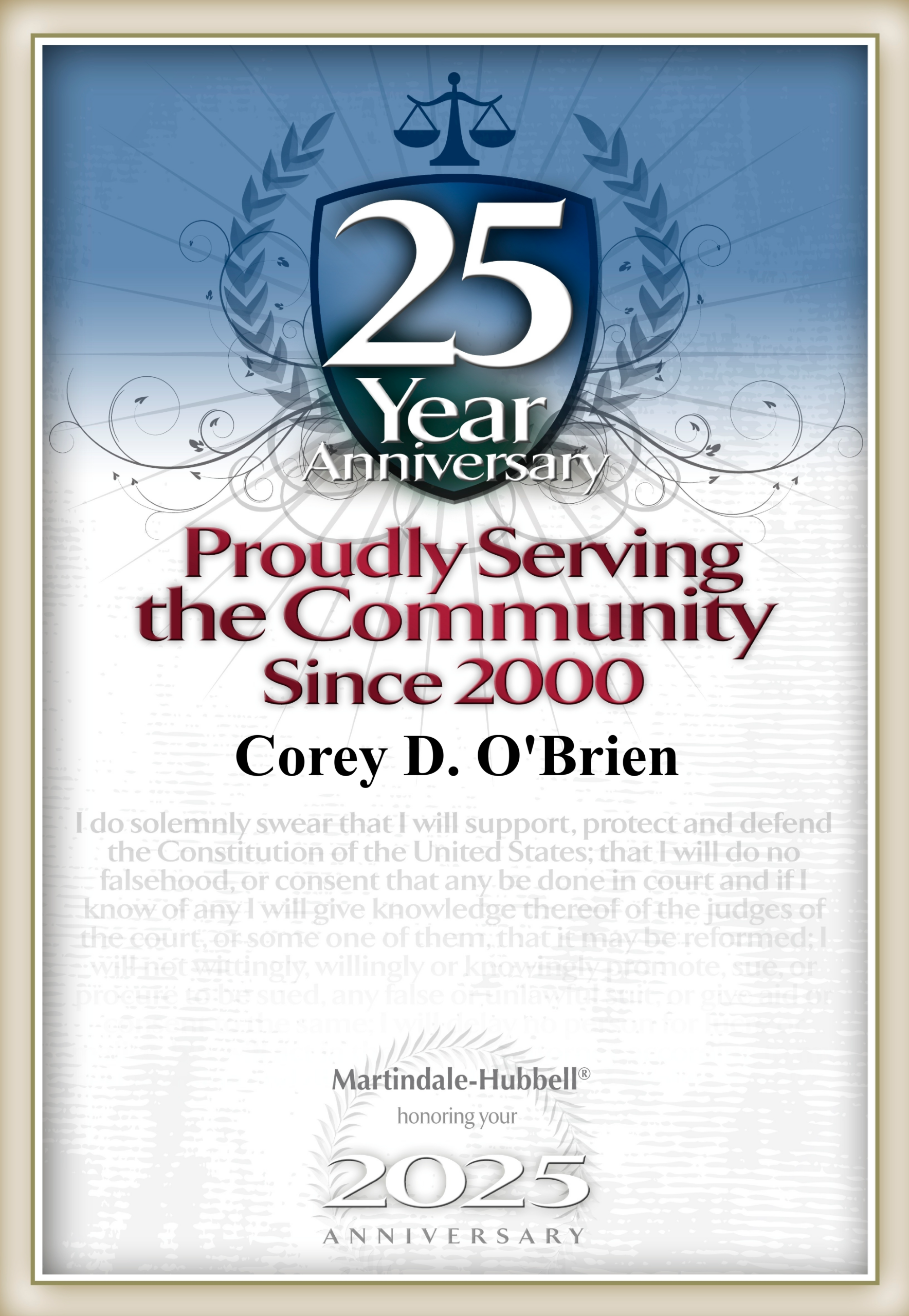 25 Year Anniversary - Martindale-Hubbell